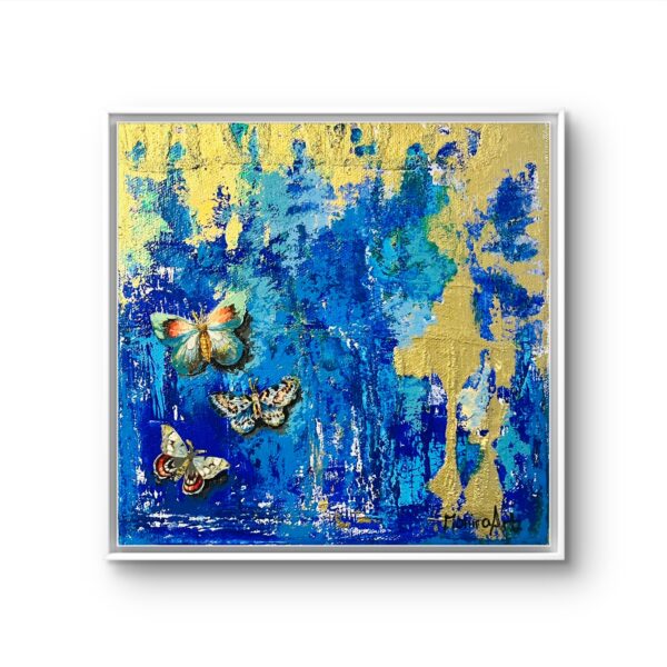 Butterfly painting on white wall