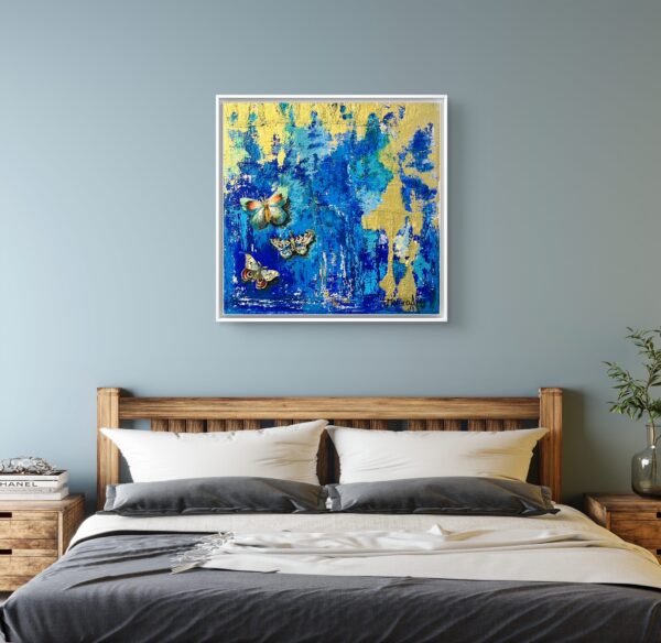 Butterfly painting in bed room