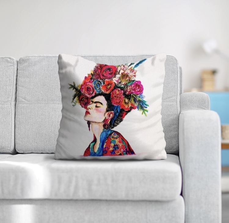 Kissenbezug mit bunten Frida Kahle Gemälde
