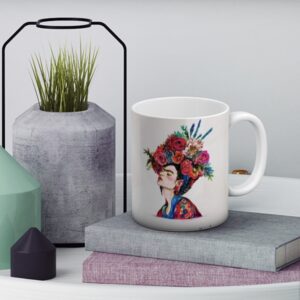 Frida Kahlo auf weisser Tasse