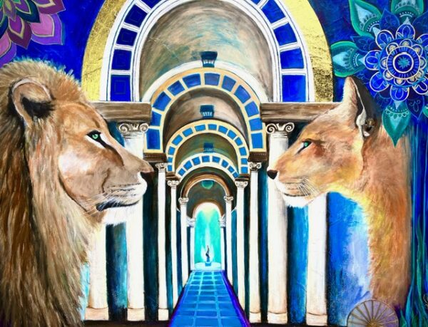 Oil Painting: When two lovers meet, times stands still