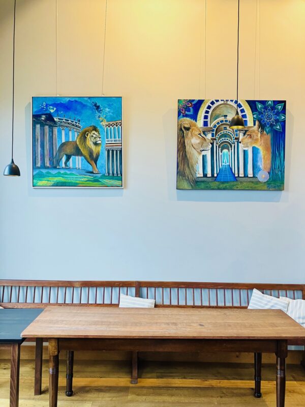 Lion painting of Monira Art in Cafeteria on wall