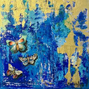 Butterfly painting with golden background