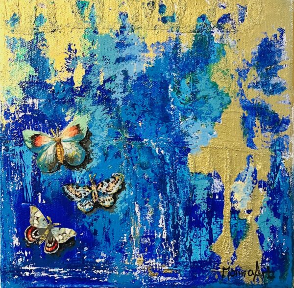 Butterfly painting with golden background