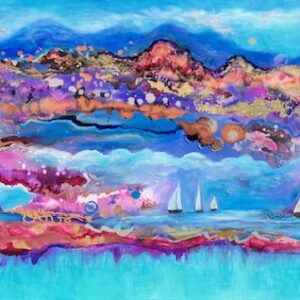 Abstraktes Gemälde von Monira Art mit Bodensee Segelbooten