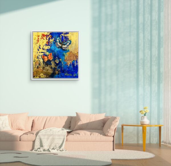 Painting of Butterflies on living room wall